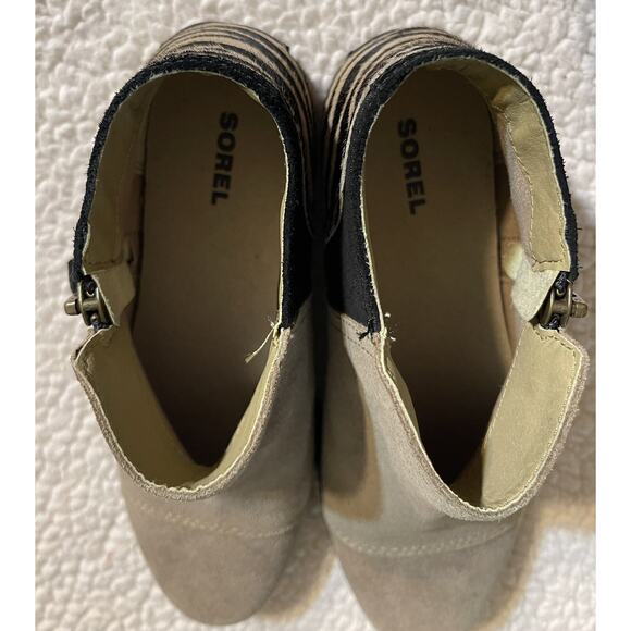 Sorel‎ Women's Boots Ankle Women’s Size 6.5 Zebra Print Taupe Suede Bootie - Picture 7 of 8